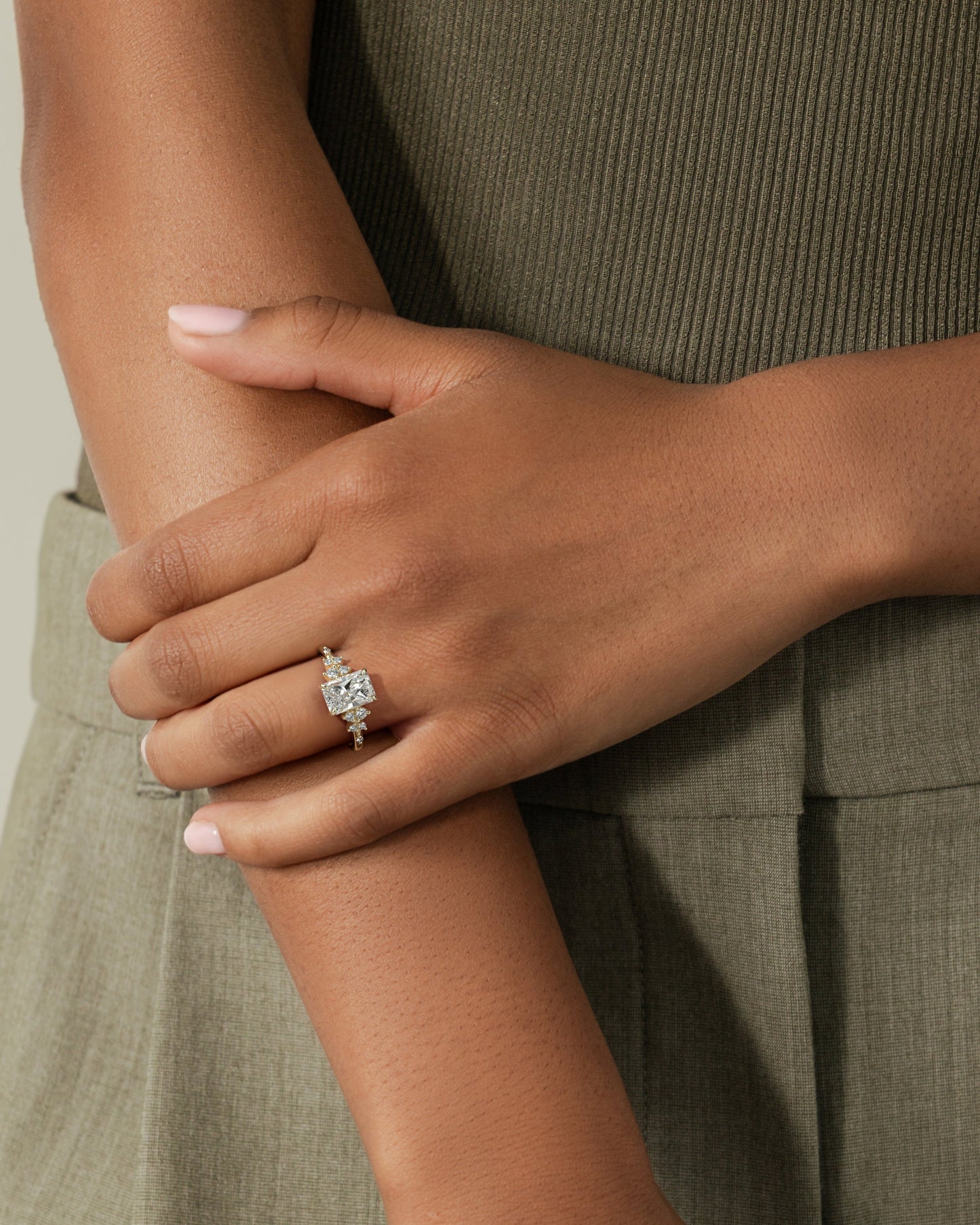 Radiant Cluster Lab Grown Diamond Engagement Ring