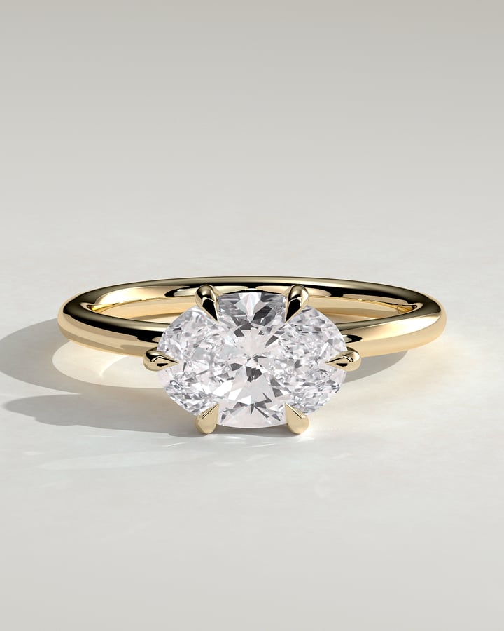 2.0 CT Oval East West 6 Prongs Styled Lab Grown Engagement Ring