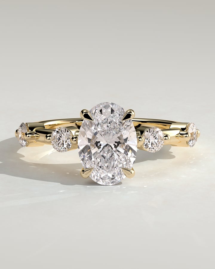 2 CT Oval Cut Pave Styled Dainty Lab Grown Diamond Engagement Ring