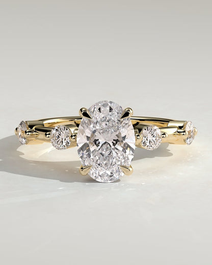 2 CT Oval Cut Pave Styled Dainty Lab Grown Diamond Engagement Ring