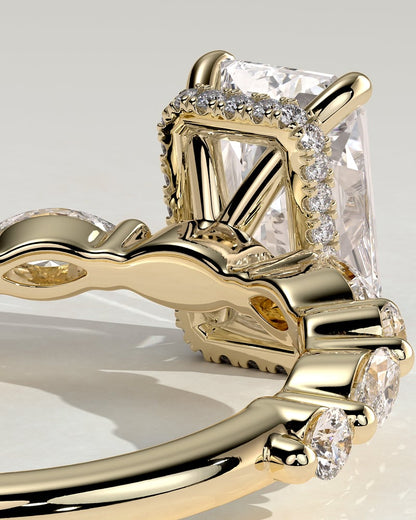 2 CT Radiant Cut Hidden Halo & Pave Lab Grown Diamond Engagement Ring