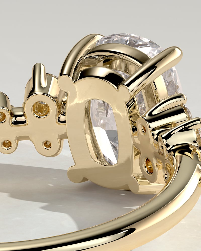 2.0 CT Elongated Cushion Cut Cluster Lab Grown Diamond Engagement Ring