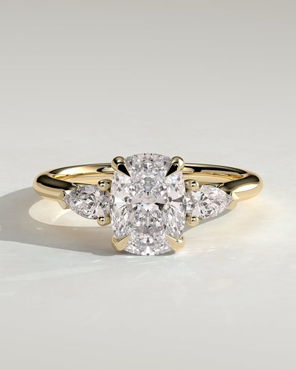 2 CT Elongated Cushion Shaped Three Stone Lab Grown Diamond Engagement Ring