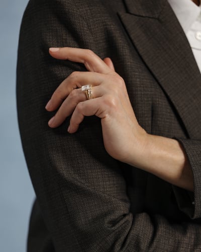 2.0 CT Emerald Cathedral & Bezel Styled Lab Grown Engagement Ring