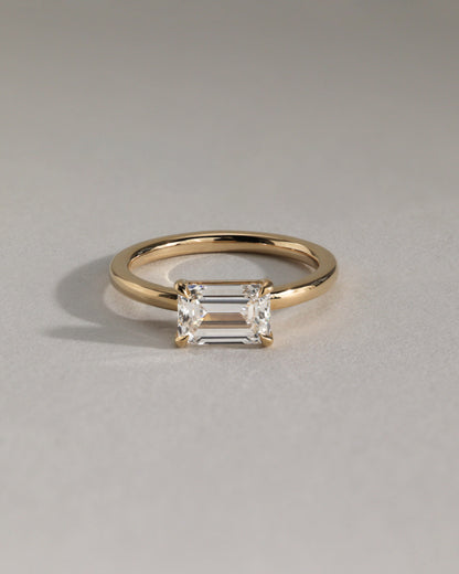 2.0 CT Emerald Cut Solitaire & East-West Lab Grown Diamond Engagement Ring