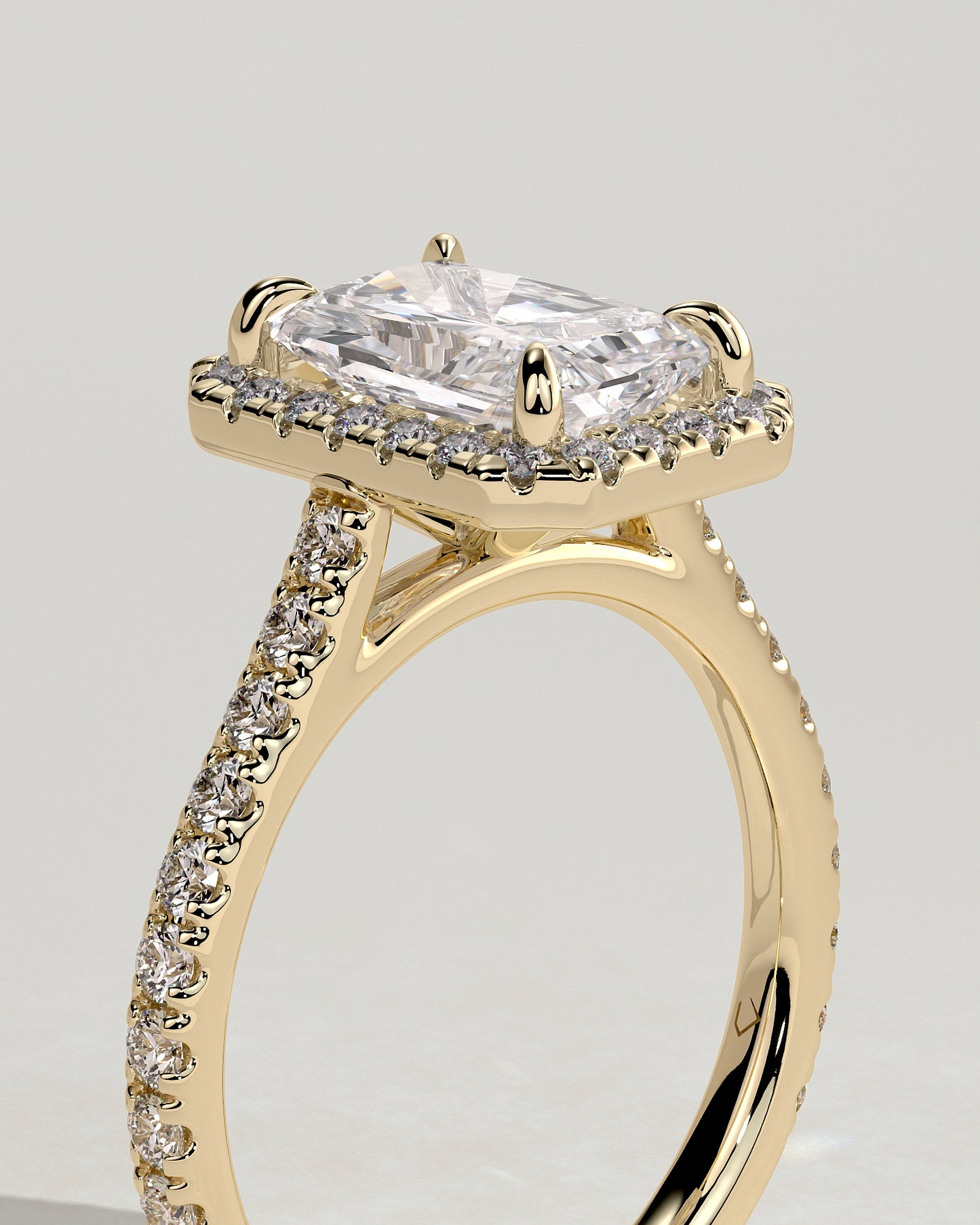 2 CT Radiant Cut Halo and Pave Lab Grown Diamond Engagement Ring