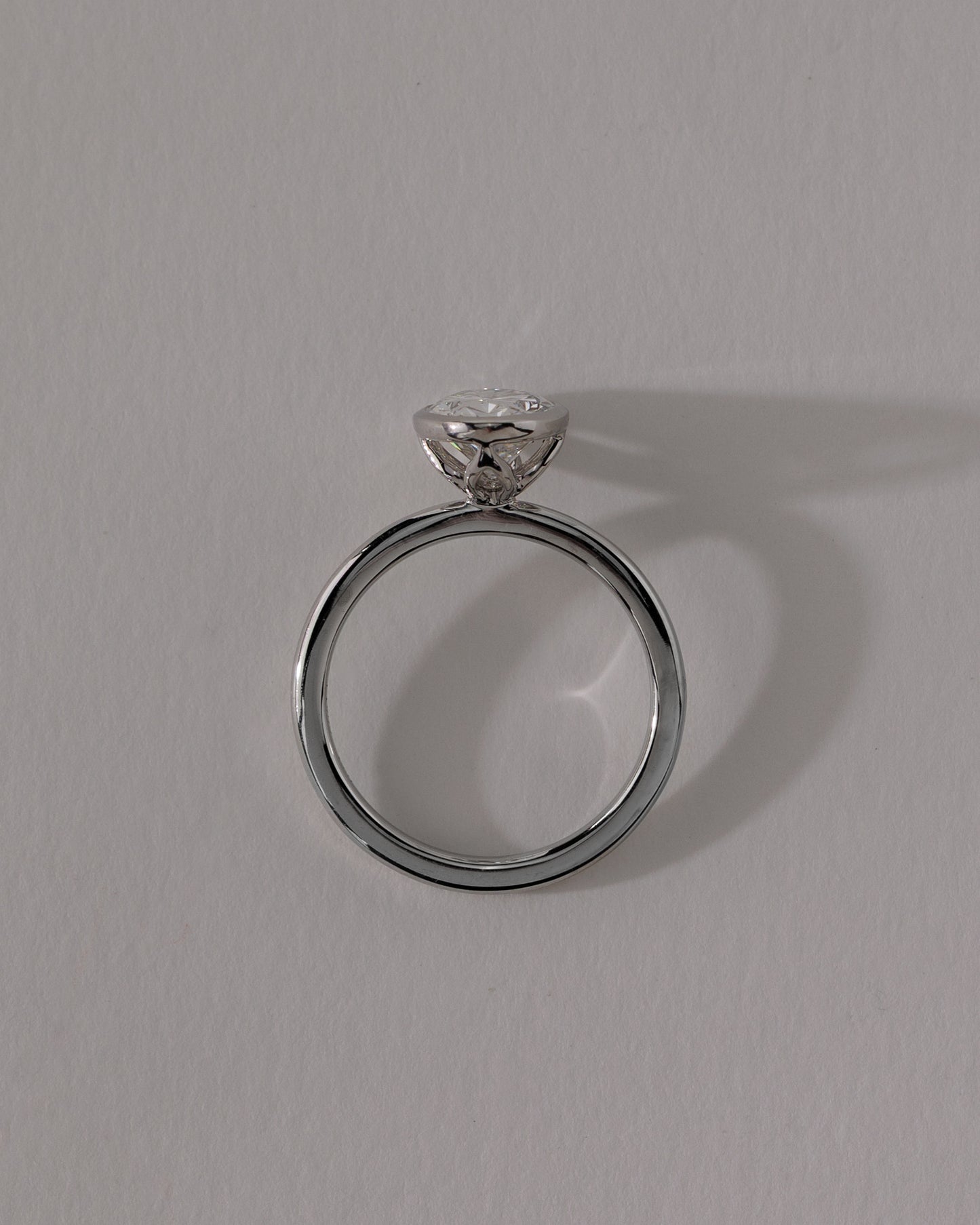 2.0 CT Oval Cut Bezel-Solitaire Lab Grown Diamond Engagement Ring