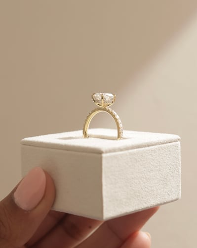 2 CT Elongated Cushion Cut Pave & Hidden Halo Lab Grown Diamond Engagement Ring