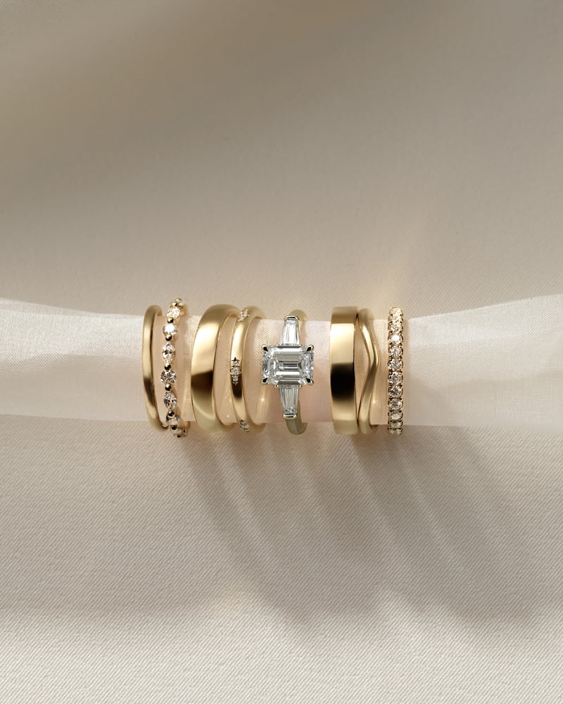 2 CT Emerald Cut Three Stone Lab Grown Diamond Engagement Ring