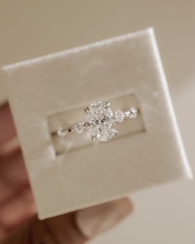 2 CT Oval Cut Pave Styled Dainty Lab Grown Diamond Engagement Ring