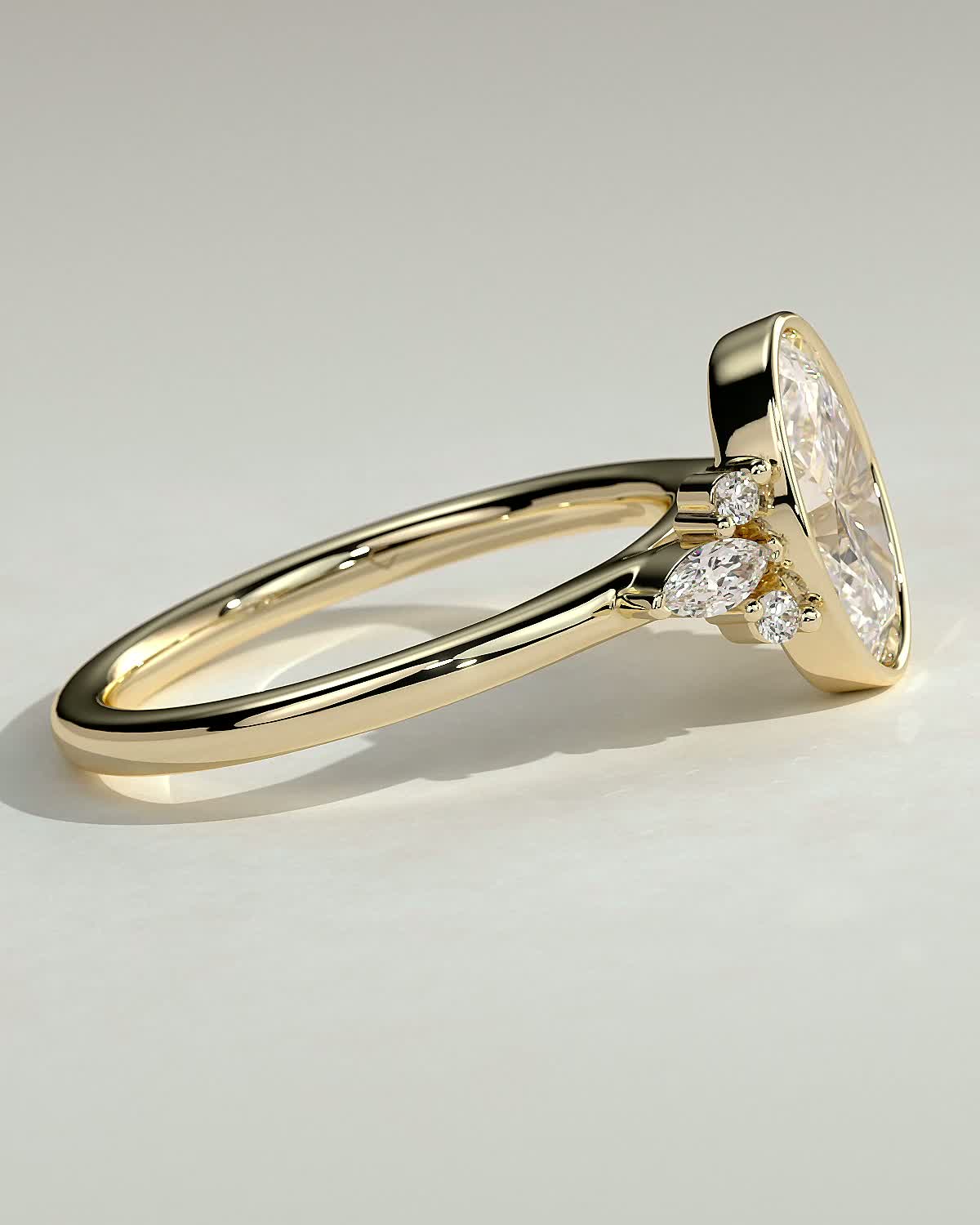 2 CT Oval Cut Cluster & Bezel Lab Grown Diamond Engagement Ring