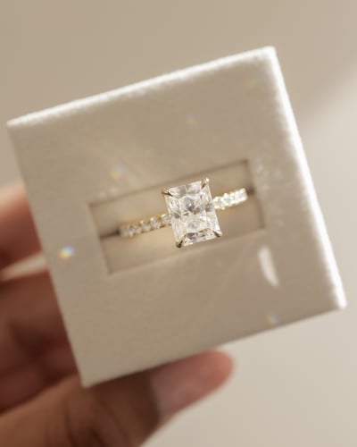 2 CT Radiant Cut Pave & Hidden Halo Styled Lab Grown Diamond Engagement Ring