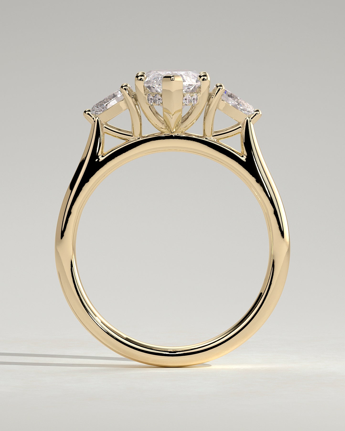 Marquise Shaped Three Stone Lab Grown Diamond Engagement Ring In 2 Carats