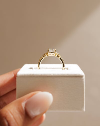 2.0 CT Elongated Cushion Cut Cluster Lab Grown Diamond Engagement Ring