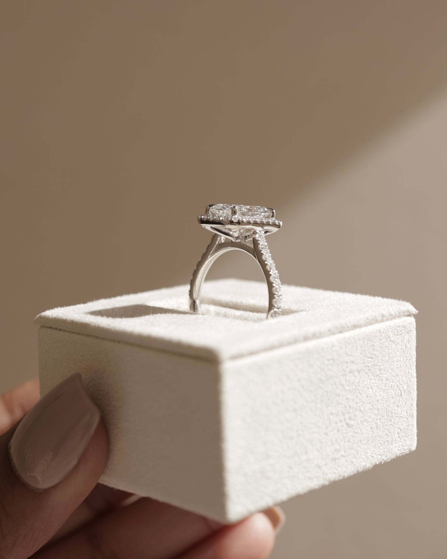 2 CT Radiant Cut Halo and Pave Lab Grown Diamond Engagement Ring