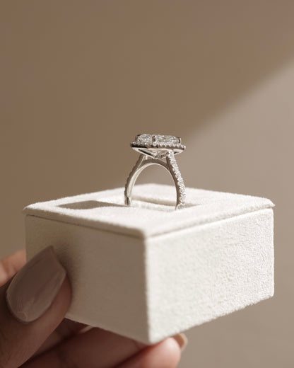 2 CT Radiant Cut Halo and Pave Lab Grown Diamond Engagement Ring