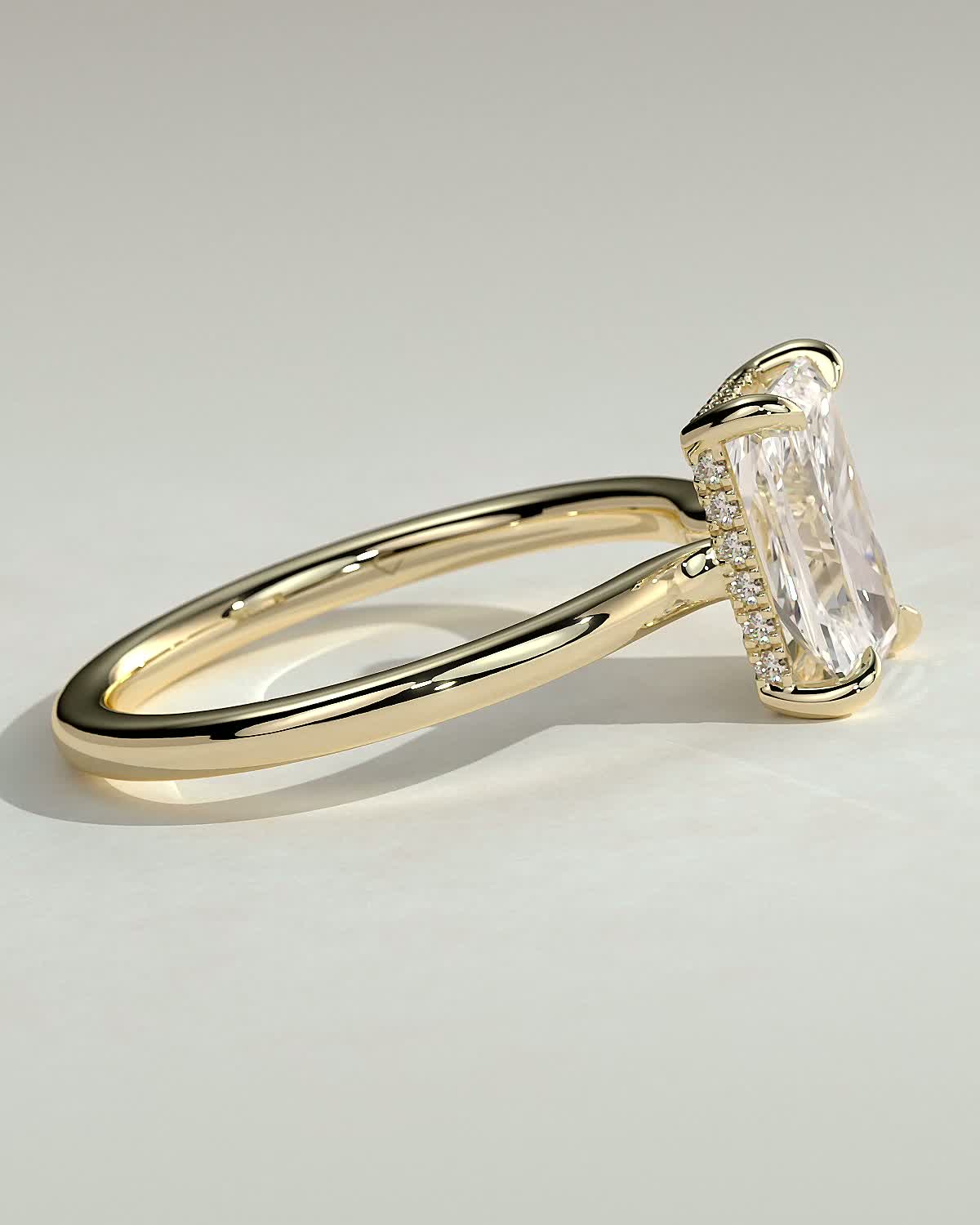 2 CT Radiant Cut Lab Grown Diamond Engagement Ring In Hidden Halo Style