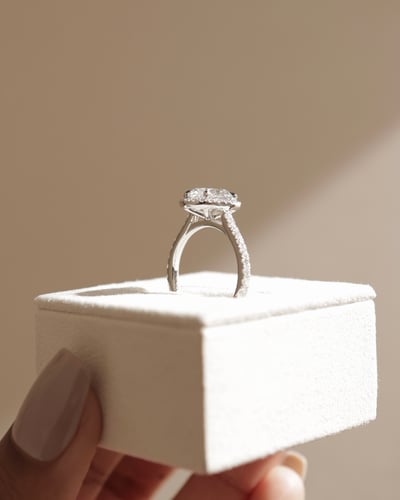 2 CT Oval Cut Halo and Pave Lab Grown Diamond Engagement Ring