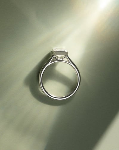 2 CT Radiant Cut Bezel & Solitaire Lab Grown Diamond Engagement Ring