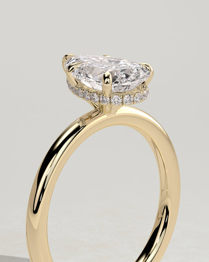 2 CT Pear Cut Hidden Halo Styled Lab Grown Diamond Engagement Ring For Women