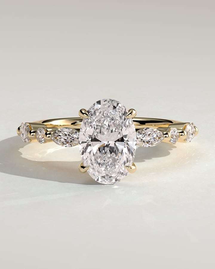 2 CT Oval Shaped Lab Grown Diamond Engagement Ring In Pave Style