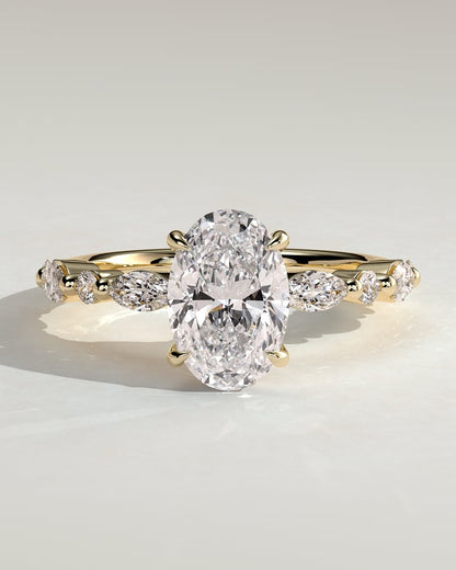 2 CT Oval Shaped Lab Grown Diamond Engagement Ring In Pave Style