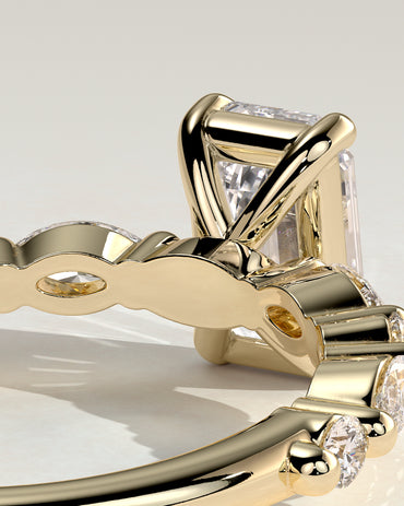 2 CT Emerald Cut Pave Styled Lab Grown Diamond Engagement Ring For Women