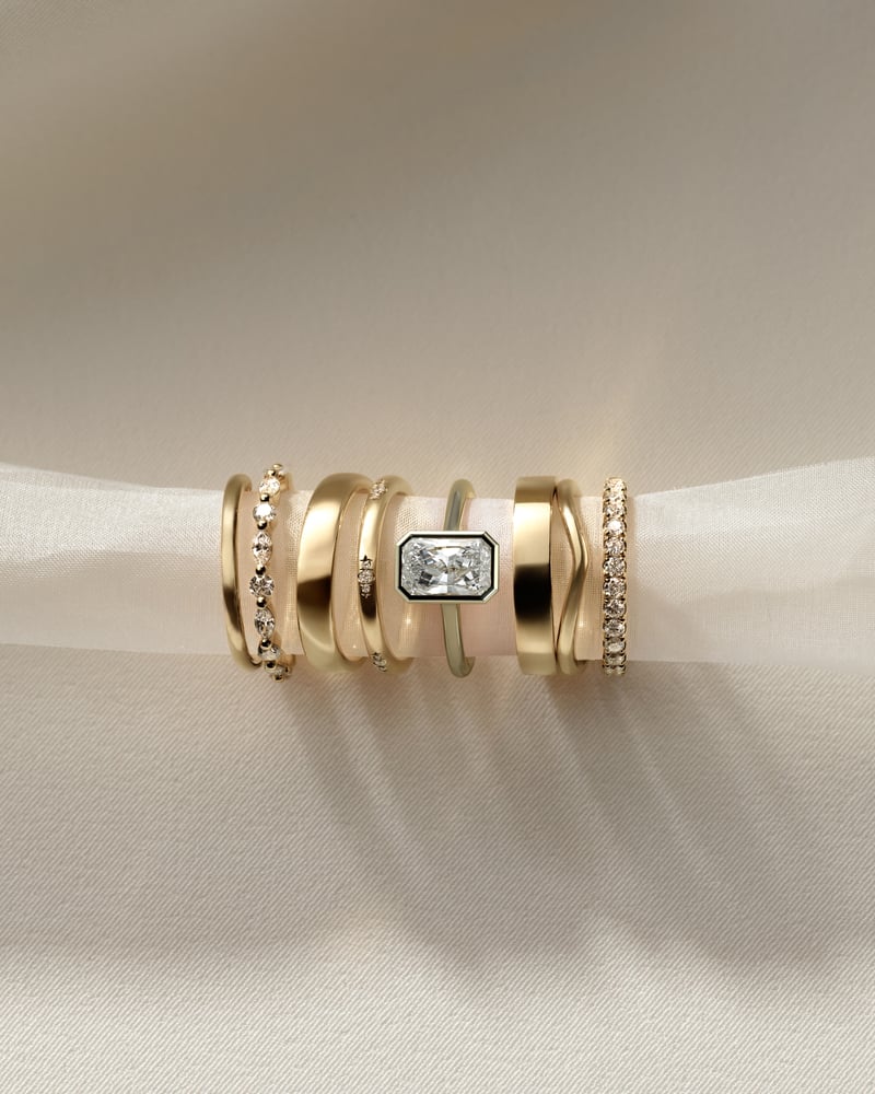 2.0 CT Radiant Cut Cathedral & Bezel Lab Grown Diamond Engagement Ring