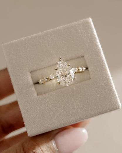 2 CT Pear Cut Pave Styled Lab Grown Diamond Engagement Ring