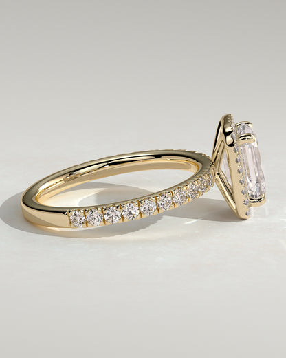 2 CT Emerald Cut Halo and Pave Lab Grown Diamond Engagement Ring