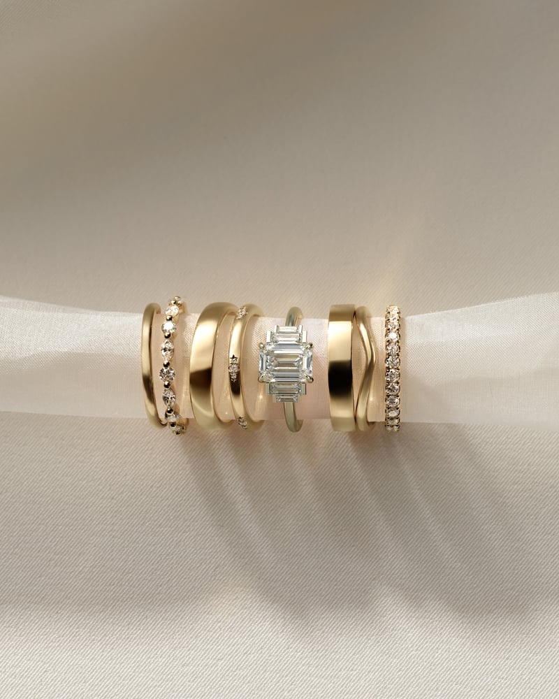 2 CT Emerald Cut Cluster Styled Lab Grown Diamond Engagement Ring