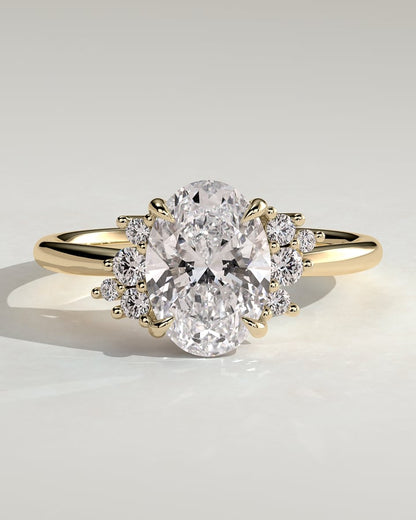2 CT Oval Cut Cluster Lab Grown Diamond Engagement Ring For Women