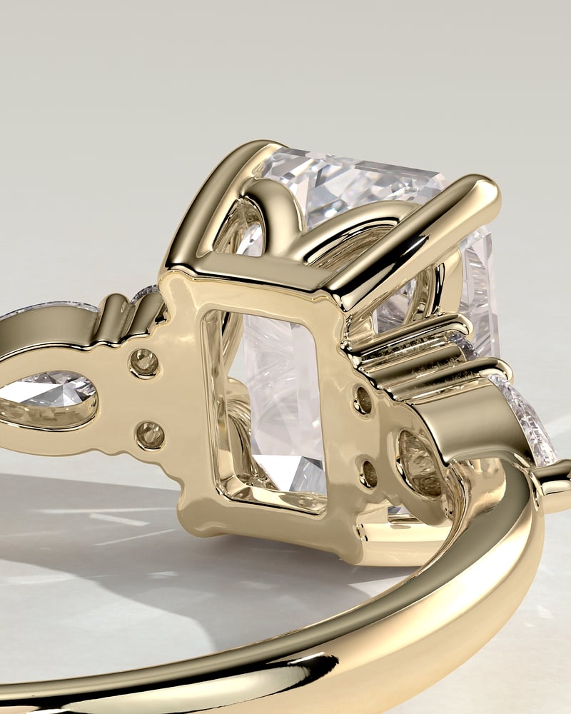 2 CT Emerald Cut Lab Grown Diamond Engagement Ring In Cluster Setting