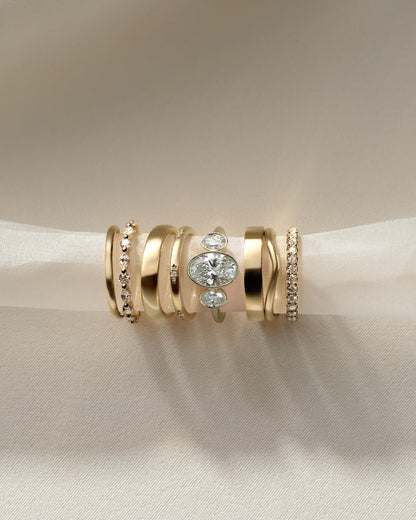 2.0 CT Oval Cut Three Stones & Bezel Lab Grown Diamond Engagement Ring