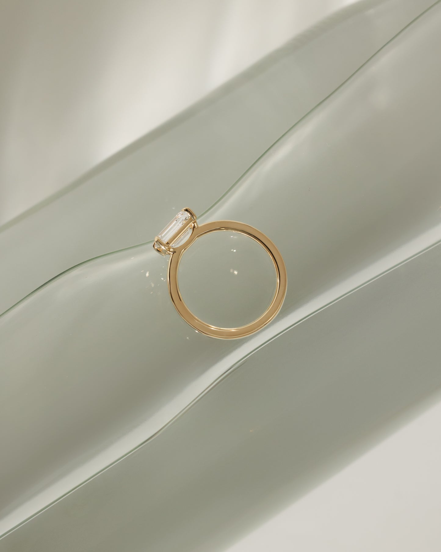 2.0 CT Emerald Cut Solitaire & East-West Lab Grown Diamond Engagement Ring