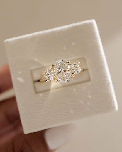 2 CT Oval Cut Three Stone Lab Grown Diamond Engagement Ring