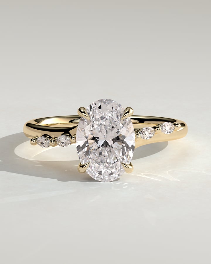 2.0 CT Oval Cut Criss Cross Pave Lab Grown Diamond Engagement Ring