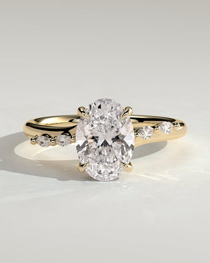 2.0 CT Oval Cut Criss Cross Pave Lab Grown Diamond Engagement Ring