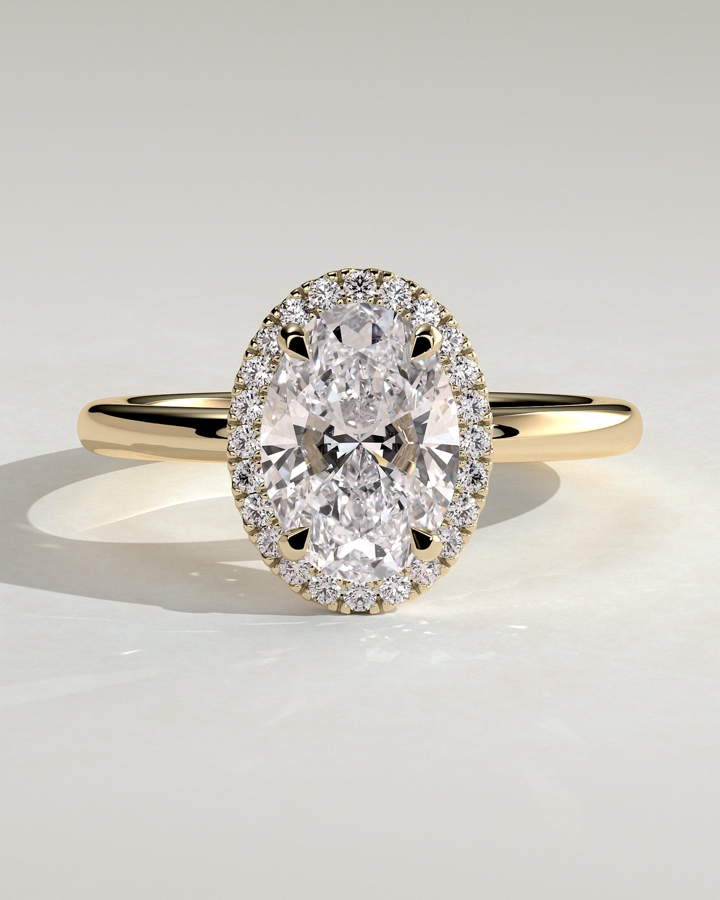 2 CT Oval Cut Halo Lab Grown Diamond Engagement Ring