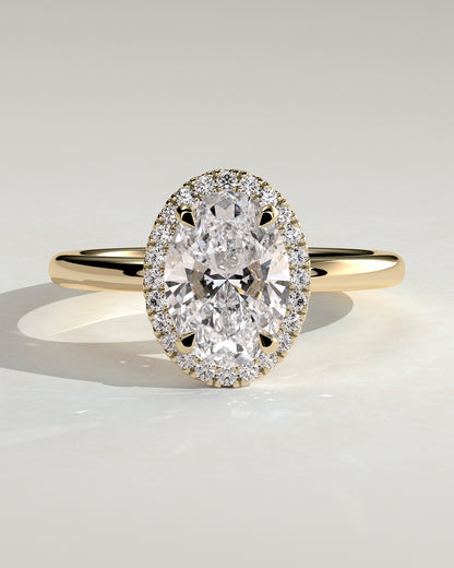 2 CT Oval Cut Halo Lab Grown Diamond Engagement Ring