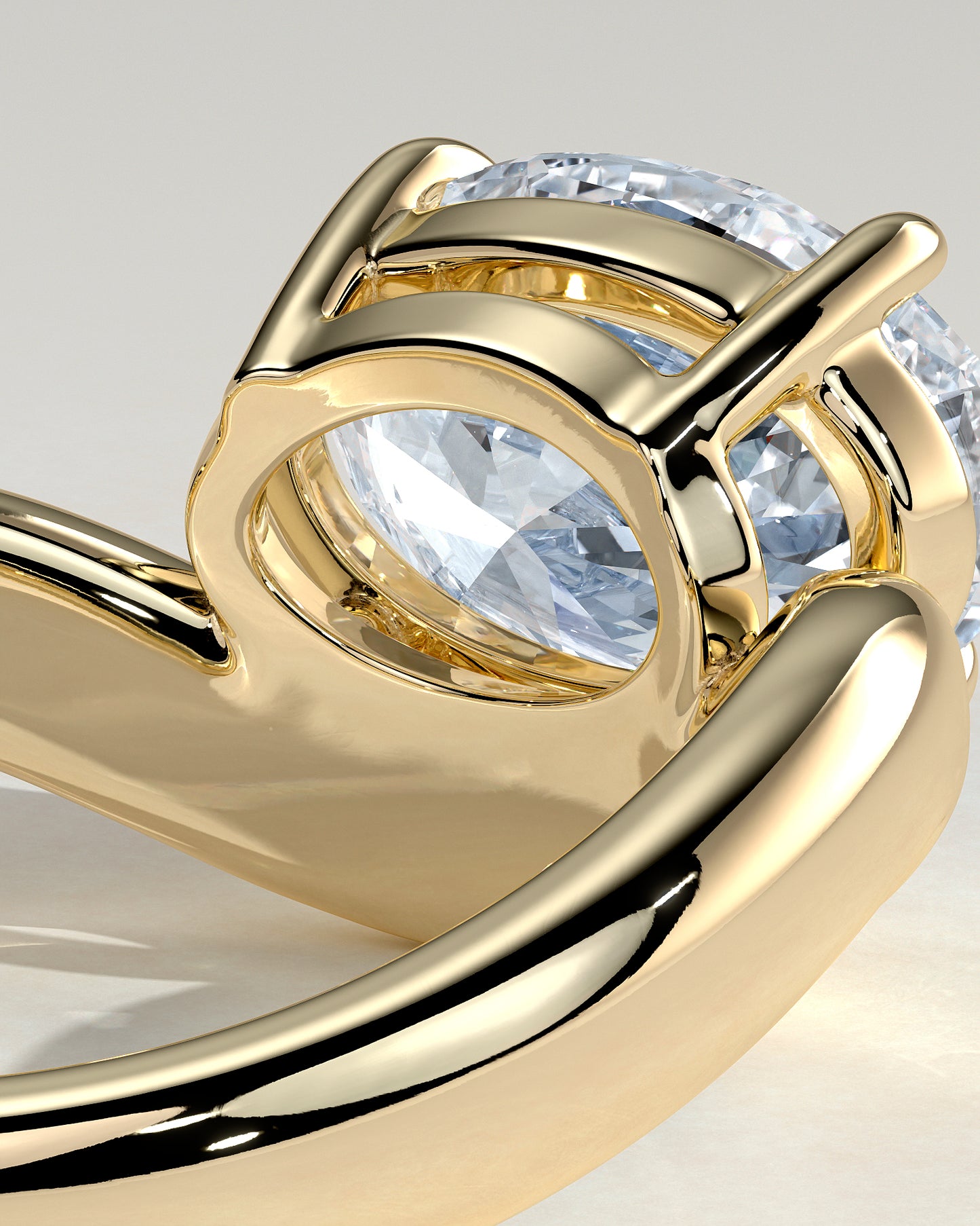 2 CT Oval Cut Curved Solitaire Lab Grown Diamond Engagement Ring