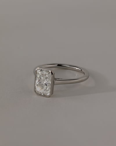 2 CT Radiant Cut Bezel & Solitaire Lab Grown Diamond Engagement Ring