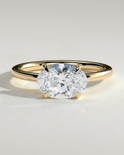 2.0 CT Oval East-West Solitaire Lab Grown Diamond Engagement Ring