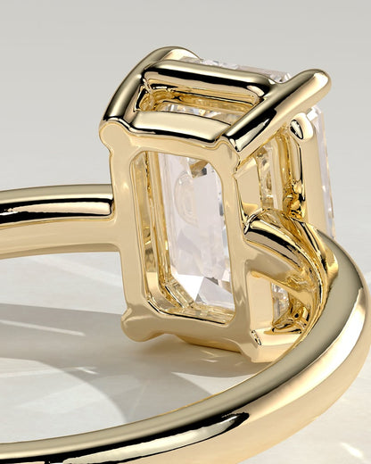 2 CT Emerald Cut Solitaire Setting Lab Grown Diamond Engagement Ring