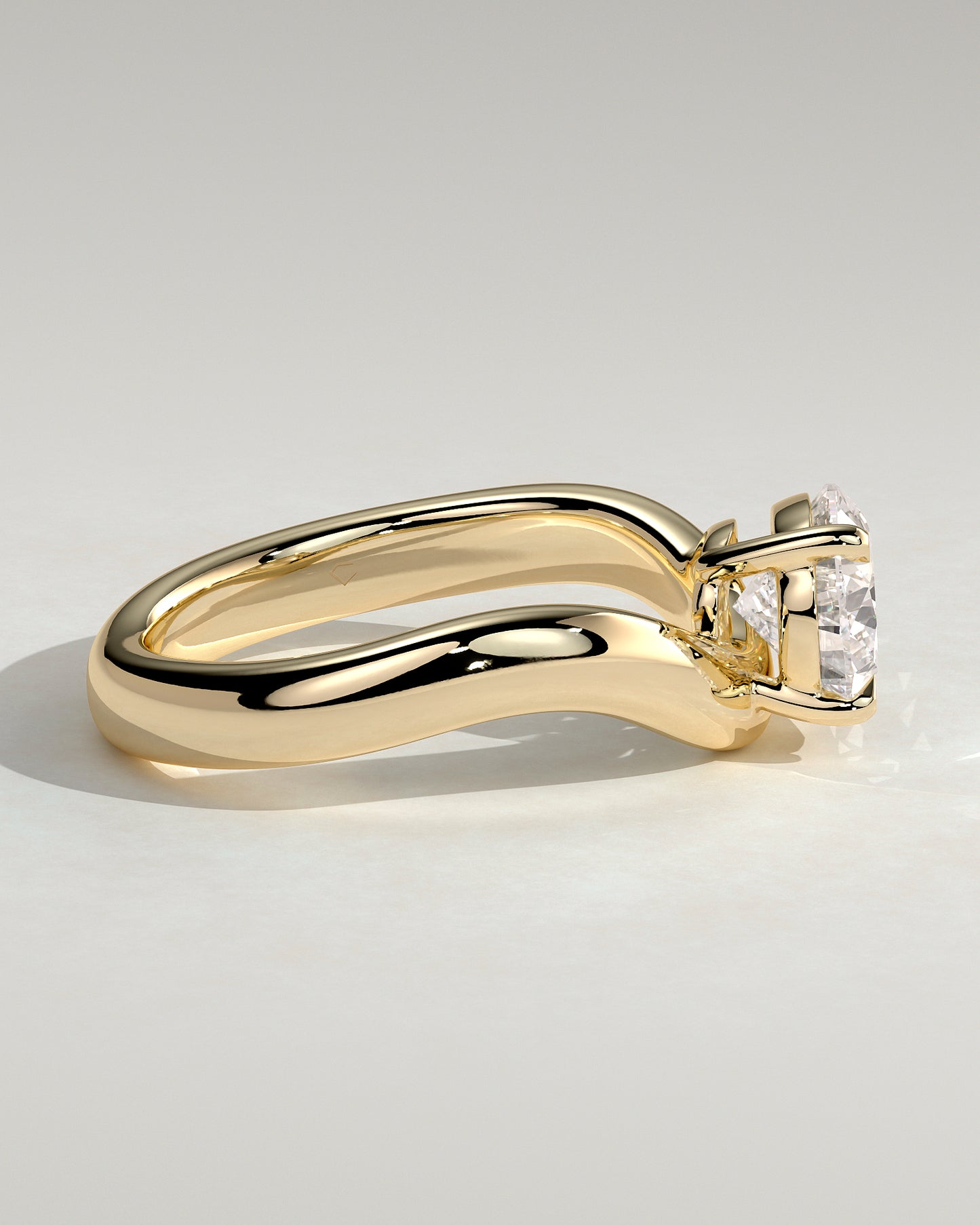 2.0 CT Pear Cut Curved Solitaire Lab Grown Diamond Engagement Ring