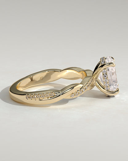 2 CT Oval Cut Criss Crossed Pave Lab Grown Diamond Engagement Ring