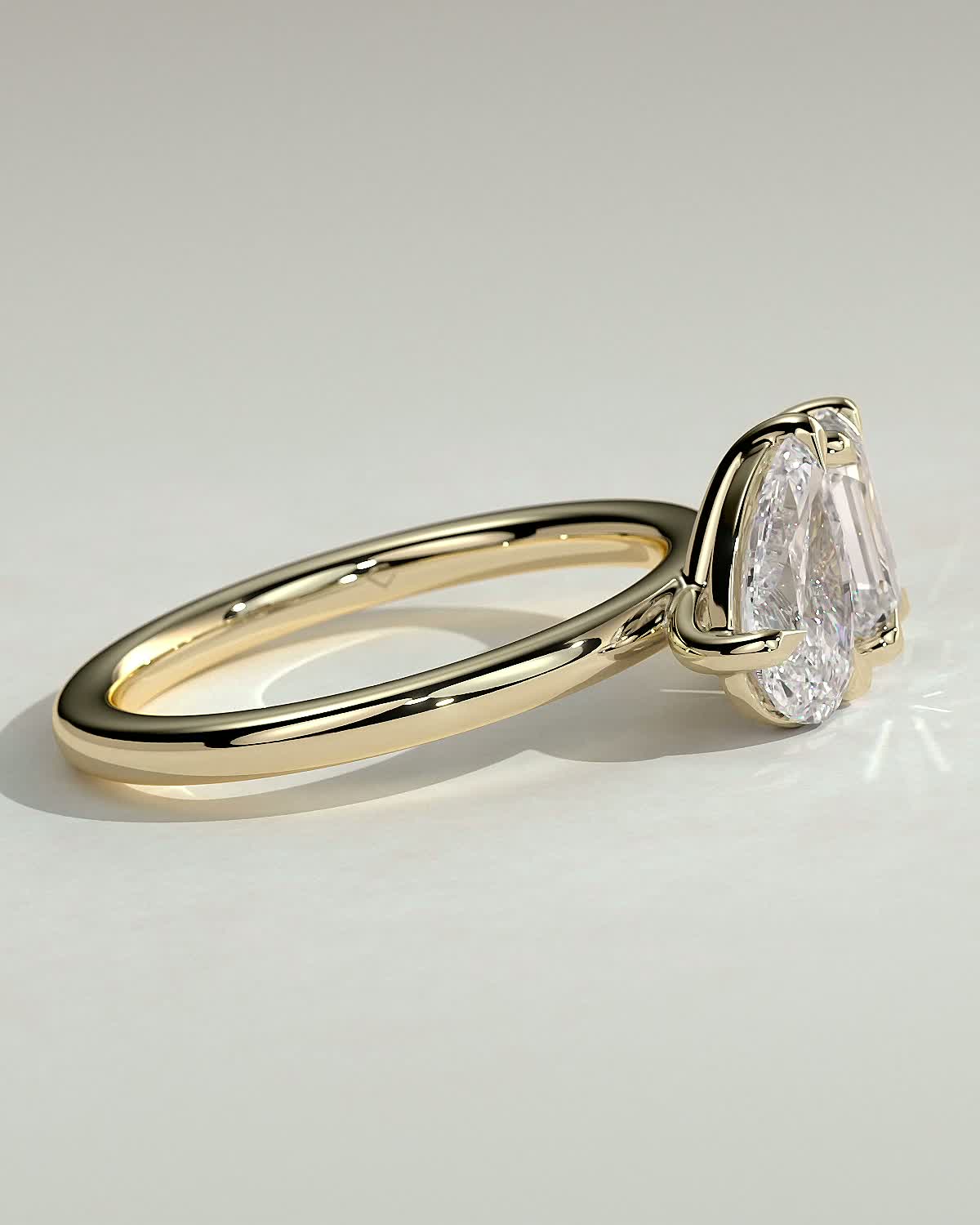 3.3 CT Emerald & Pear Cut Toi Et Moi Lab Grown Diamond Engagement Ring