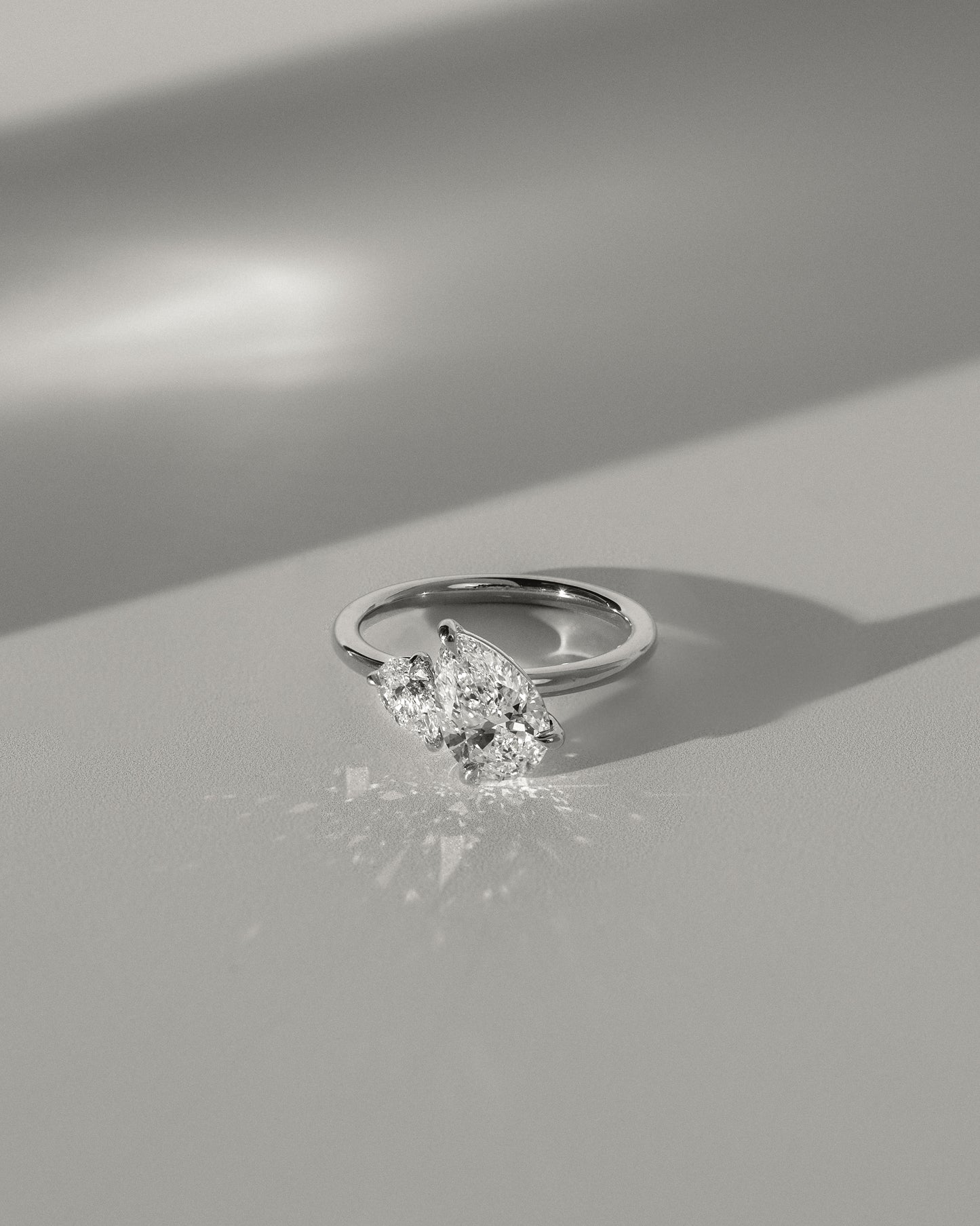 2.8 CT Pear Cut Toi Et Moi Lab Grown Diamond Engagement Ring