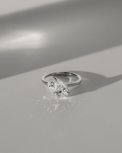 2.8 CT Pear Cut Toi Et Moi Lab Grown Diamond Engagement Ring