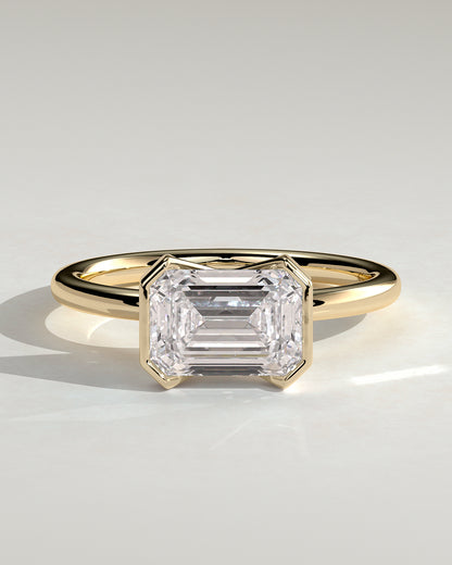 2 CT Emerald Cut East-West Solitaire Lab Grown Diamond Engagement Ring